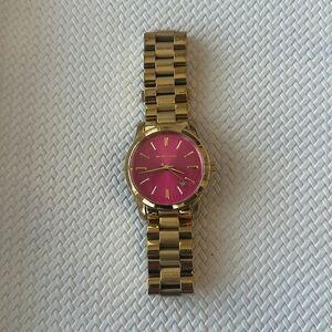MICHAEL KORS- gold band with pink face women’s watch